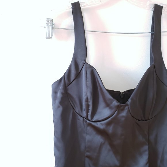 NWT Zara Basic Black Satin Like Bodycon Dress Small - Picture 3 of 9